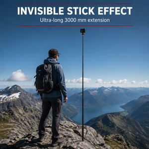 GREATYYT Aluminiumlegierung 3m Unsichtbarer Ultra-Langer Ausziehbarer Selfie-Stick Faltbares Design für <span class=keywords><strong>Insta360</strong></span> X5/X4/X3/X2/R/<span class=keywords><strong>RS</strong></span> ONE X - Product Image 2
