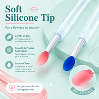 Applicateur de rouge à lèvres en silicone transparent, minimaliste, portable et réutilisable, avec poignée, pour le maquillage cosmétique