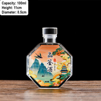 Design Unique Personnalisé Plat Luxe Vide Mini Petite 100ml Tequila Liqueur Vin Bouteille Verre Gingembre Shot Spiritueux Bouteille avec Couvercle