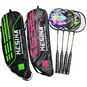 Raket Badminton besi paduan warna berbeda Logo kustom grosir kualitas tinggi