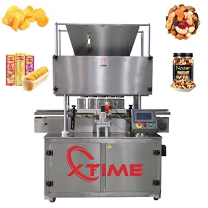 Fully automatic 5 heads potato chips popcorn measure cup weighing filling machine for bottle cans packaging