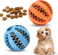 Balle à friandises 2-en-1 pour chiens et chats, jouet interactif en caoutchouc à mâcher, écologique, durable, pour le nettoyage des dents, mangeoire lente pour l'extérieur