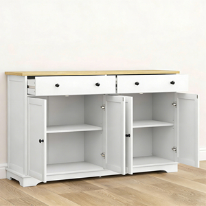 <span class=keywords><strong>Buffet</strong></span> en bois avec rangements, étagères réglables, 4 tiroirs et 4 portes pour salon et cuisine - Product Image 3