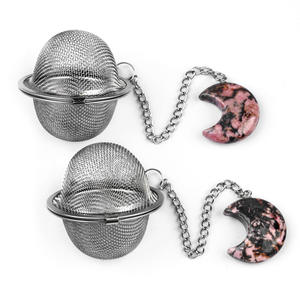 Filtre à thé de lune Style vintage Pierre d'agate en cristal naturel et acier inoxydable 304 Hot <span class=keywords><strong>Pot</strong></span> Soup Filtre à thé Artisanat pour la guérison - Product Image 6