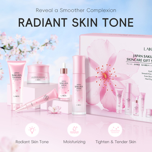 LAIKOU ชุดผลิตภัณฑ์บำรุงผิวซากุระ ช่วยเพิ่มความชุ่มชื้น ลดเลือนริ้วรอย ปรับสีผิวให้กระจ่างใส ประกอบด้วยโทนเนอร์ ครีมบำรุงผิวหน้า ครีมบำรุงรอบดวงตา ผลิตภัณฑ์ทำความสะอาดผิวหน้า และเซรั่ม - Product Image 2