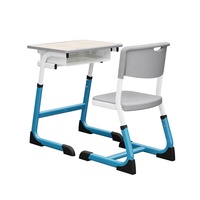 Meubles de classe scolaire personnalisables en couleur, ensemble de bureau et chaise en bois réglables pour un seul élève