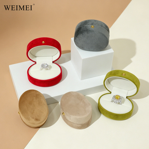 WEIMEI Factory Price Bulk Premium Round Velvet Jewelry Packaging for Wedding Engagement <b>Ring</b> Necklace Pendant Jewelry <b>Box</b> - Product Image 3