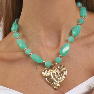 Collana con Ciondolo a <span class=keywords><strong>Cuore</strong></span> Irregolare Placcato Oro in Metallo, Stile Vintage, Nuova Collezione, per Donna, Ideale per il Commercio Transfrontaliero - Product Image 2