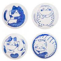 Petite assiette japonaise en céramique à motif de chat mignon pour sauce soja, moutarde et condiments, idéale pour sushi, pour la cuisine domestique, ensemble de bols à trempette