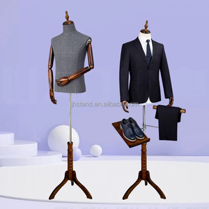 Atacado Flexível Braços De Madeira Preto Manequim Masculino Terno Torso Manequim Vestido Forma Ajustável Meio Corpo Manequim Masculino para Ternos - Product Image 1