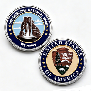 Pièce de monnaie commémorative personnalisée du Parc National de Yellowstone, en alliage de zinc émaillé, pour le Nouvel An chinois - Product Image 3