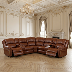 Juego de Sofás Reclinables Eléctricos de Diseño Moderno, Reclinable Seccional de Cuero Sintético con Estructura Metálica, Muebles para Sala de Estar, Hogar u Hotel - Product Image 6