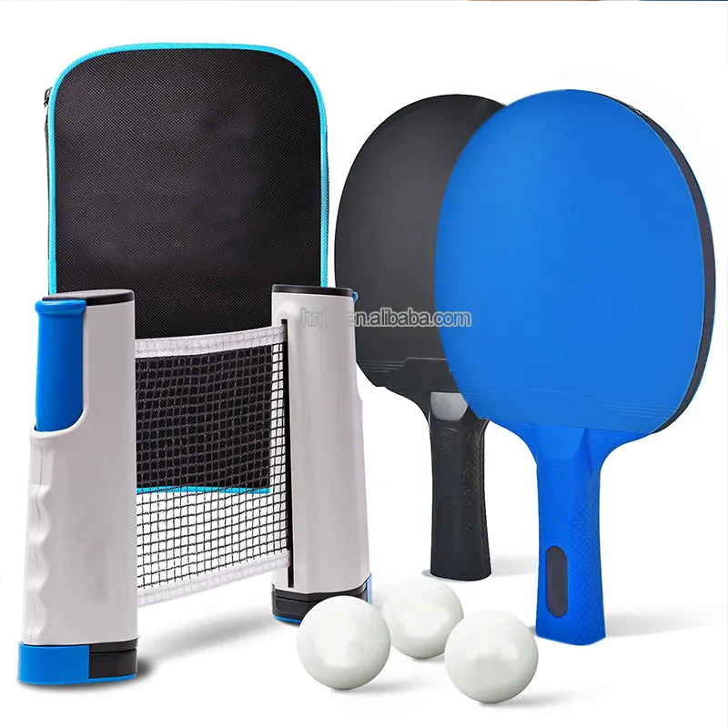High-quality table tennis racket set custom logo 2 rackets 3 balls with net table tennis racket