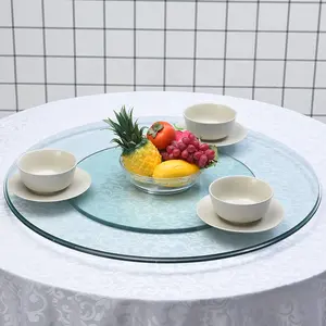 60cm 23.6inch Tempered Glass Lazy Susan Turntable Round Tabletop Rotating Serving Tray For Dining Table