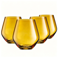 Verres à vin Godinger sans pied de 450 ml, lot de 4, pour vin rouge, bière, jus, eau, café, en verre ambré, design moderne, compatibles lave-vaisselle