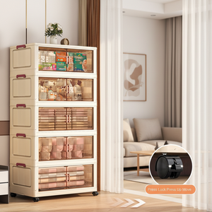 ZD802-2 आधुनिक पारदर्शी आयताकार प्लास्टिक भंडारण कैबिनेट फोल्डेबल मल्टीफंक्शन हल्के आयोजक कपड़े खिलौने स्नैक्स - Product Image 4