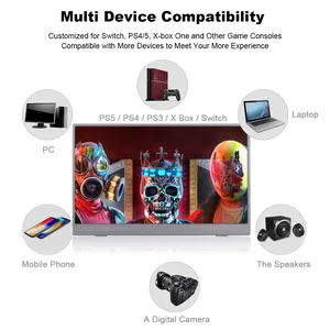 Mini monitor portátil fhd 15.6 p ips de 1080 polegadas, monitor dual alto-falante tipo c hd, para laptop, pc, interruptor de telefone ps5