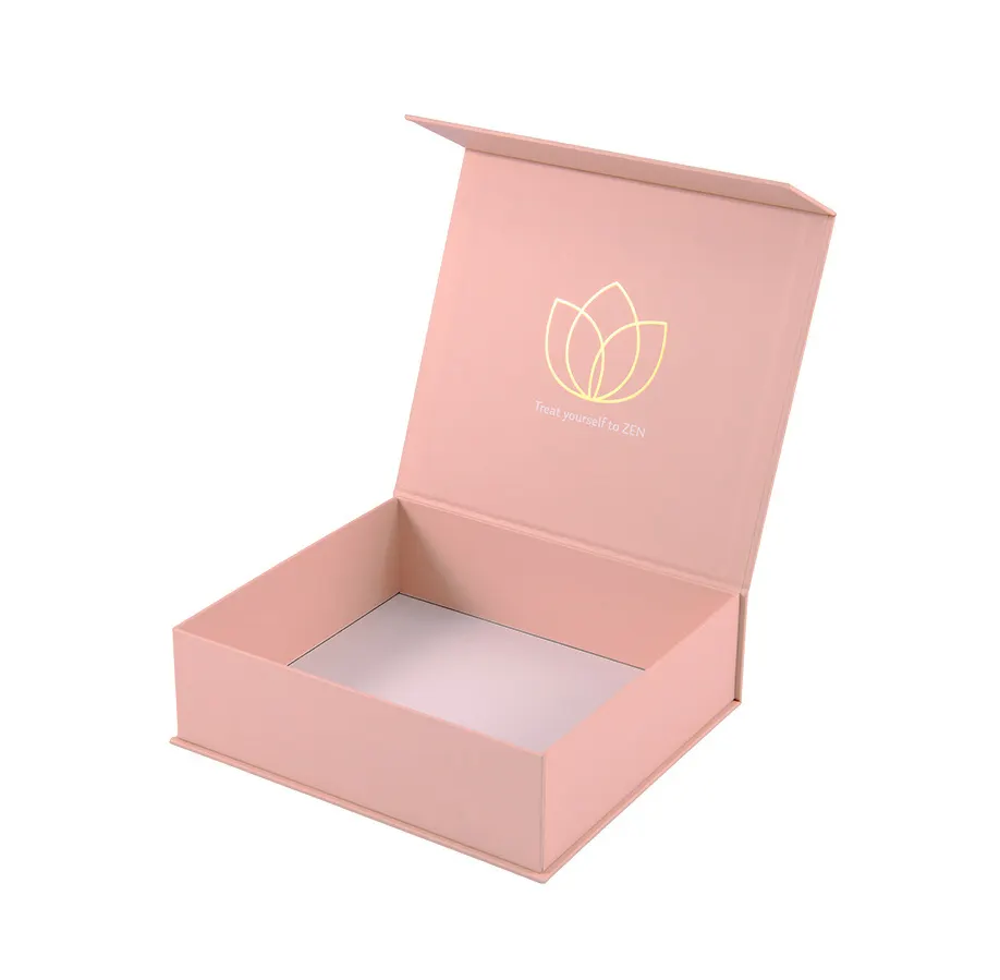 custom pink magnet closure logo foil stamping printed cardboard rigid paper gift boxes packaging boxes for clothing business