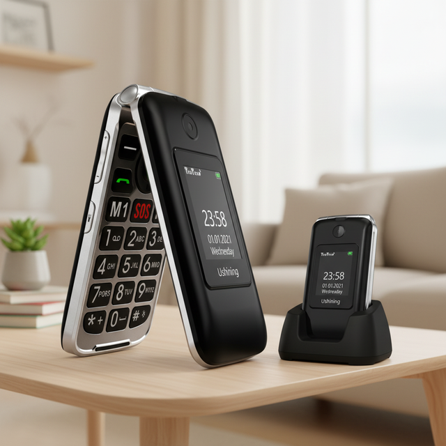 ULEWAY 2.8 Inch Dual SIM Flip Feature Phone with 4G LTE Easy-to-Use with Spanish German French Operating Languages