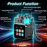 Mini haut-parleur Bluetooth portable d'extérieur avec écran LCD intelligent, musique sans fil et lumières RGB