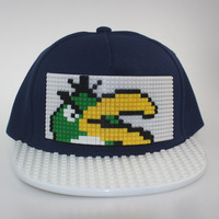 Casquette de baseball à visière plate à assembler soi-même avec blocs de construction Pixel parent-enfant, puzzle de micro-particules, style dessin animé, mode urbaine, vente en gros