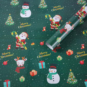 Papier d'emballage de Noël noir avec lignes de coupe sur le Père Noël rétro inversé, Plaid de buffle noir et blanc, <span class=keywords><strong>train</strong></span> et arbres - Product Image 4