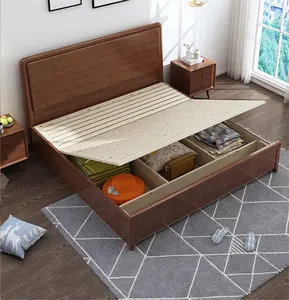 Marco de cama de estilo minimalista de madera sólida Simple, cama individual/doble/King, colchón de muelles de alta resistencia de bolsillo