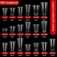 Vasos Desechables de Plástico de 500ml y 700ml, Vasos Desechables de Plástico con Tapas, Vasos Transparentes para Bebidas Frías para Bodas y Fiestas