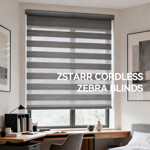 Stores zébrés manuels sans fil ZSTARR, occultants, anti-éblouissement, en tissu uni double couche, à bandes, pour la maison et le bureau - Product Image 1