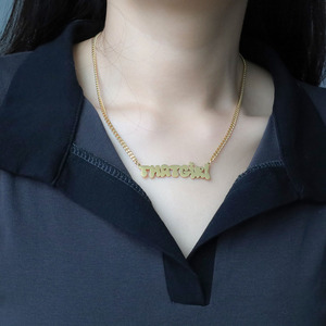 Stainless Steel <b>Name</b> Necklace 18k Gold Plated English Letter Clavicle <b>Chain</b> Pendant Titanium Steel <b>Chain</b> for Women - Product Image 2