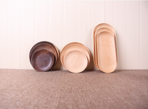 Assiette à dîner en bois de style japonais, plateau ovale en chêne, plateau à pain en bois <span class=keywords><strong>massif</strong></span> non peint, assiette à dîner - Product Image 5