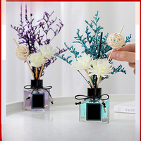 Diffuseur de parfum à bâtonnets de fleurs séchées 50 ml avec nœud décoratif, huile essentielle longue durée pour la maison et la salle de bain