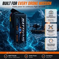 بطارية ليثيوم أيون BATTIVUS 22.8 فولت 23000 مللي أمبير 6S1P للطائرات بدون طيار الصناعية ورشاشات الزراعة، طاقة عالية 524.4 واط ساعة، 175 واط ساعة لكل كيلوجرام، حزمة UN38.3