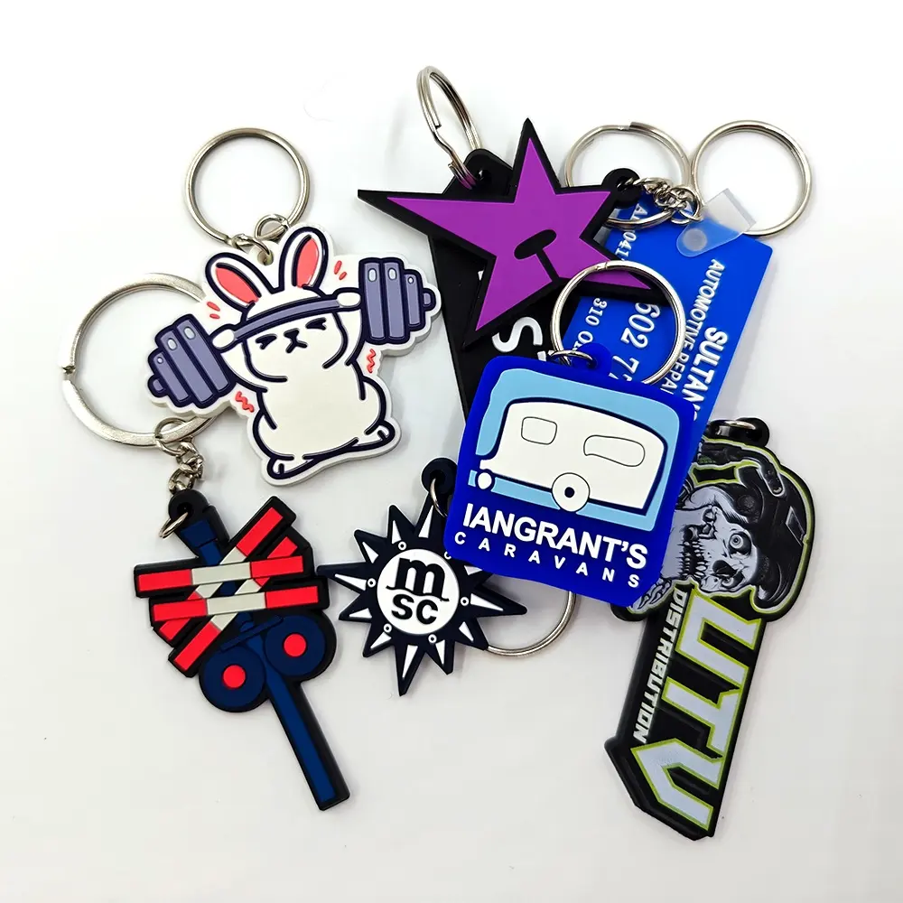 Promotional PVC Keychains 2D Custom Logo Car Racing Soft 2D Rubber Key Chains Wholesale Keyring Accessories