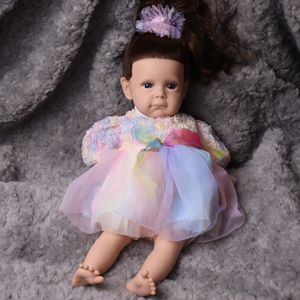 Bambola rinata in Silicone platino verniciata da 20 "con abbigliamento appesantito in Silicone per tutto il corpo rinascita per bambini capelli lunghi radicati da 3.5kg - Product Image 6