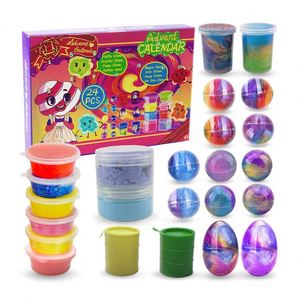 TOYSRUNNER 2022 Calendrier de l'Avent avec Perles de Pâte à Modeler et Slime DIY, Kit de Fabrication de Slime Fluffy Non Toxique, Calendrier de l'Avent aux Bonbons - Product Image 2