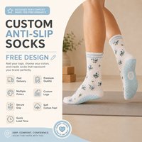 Chaussettes de Pilates personnalisées pour femmes, antidérapantes, pour le fitness et le yoga, avec grip antidérapant sur le dessus, en coton/spandex, pour une utilisation en intérieur