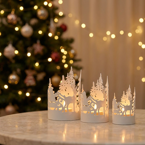 Últimos modelos en oferta: Portavelas votivas de hierro con diseño de Papá Noel, hechos a mano, duraderos, para decoración navideña del hogar 2026 - Product Image 6