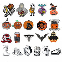 Halloween Broche Cauchemar Noël Sorcière Grotte Tête de Citrouille Jack Personnalisé Noir Nickel Métal Émail Pin Badge