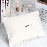 Vente en gros de cadeaux de demoiselle d'honneur vierges imprimés avec logo personnalisé pochettes à maquillage en toile de coton réutilisables vierges sac à cosmétiques avec fermeture éclair dorée