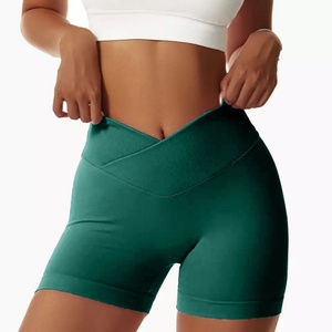 Shorts Deportivos Personalizados para Exteriores, Cintura Alta Elástica, Ajustados, Levanta Glúteos, Cintura Cruzada, Estampados, de Nailon y Spandex - Product Image 3