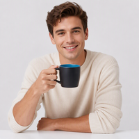 Mugs en céramique électriques Riviera à deux pierres, 10 oz et 11 oz, avec logo personnalisé, noir mat, en vrac, cadeaux promotionnels d'entreprise de Boston