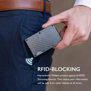 Portefeuille pour hommes Slim Blocks RFID Scanners Porte-cartes de crédit minimaliste et sans couture en fibre de carbone