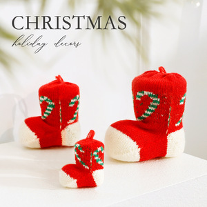 Nouveauté 2026 : Décorations <span class=keywords><strong>de</strong></span> Noël à suspendre pour sapin, en crochet, en forme <span class=keywords><strong>de</strong></span> chaussettes et bottes - Product Image 2