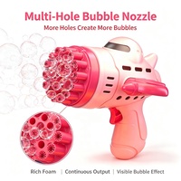 Pistolet à bulles électrique automatique en plastique, motif dessin animé, avec lumière, pour mariage, mousse amusante, été, extérieur, pour enfants, jouets en gros