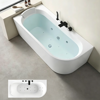 Baignoire autoportante moderne en acrylique de style hôtelier, baignoire de massage SPA intérieure pour adultes, blanche, pour salle de bain, villa, sur mesure