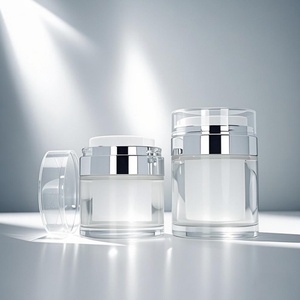 Luxury Skin Care Face Cream Packaging Press Airless Cream Pump Double Wall Glass Container Vacuum Cream Jar - Product Image 1