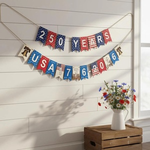 Guirlande patriotique du 4 juillet, décorations du Jour de l'Indépendance, drapeau américain, 250e anniversaire des États-Unis 1776-2026, bannière patriotique - Product Image 5