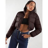 Veste courte matelassée pour femme, hiver, manches longues, coupe-vent avec cordon de serrage