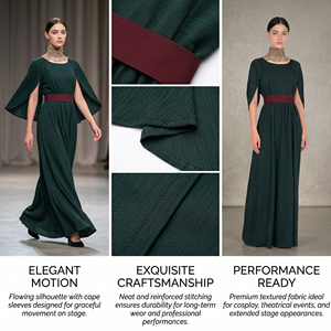 Robe maxi médiévale grecque antique - Robe verte à col en dentelle pour cosplay - Product Image 6